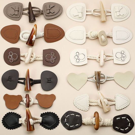 Genuine Leather Horn Buckle Decorative Button Accessories
