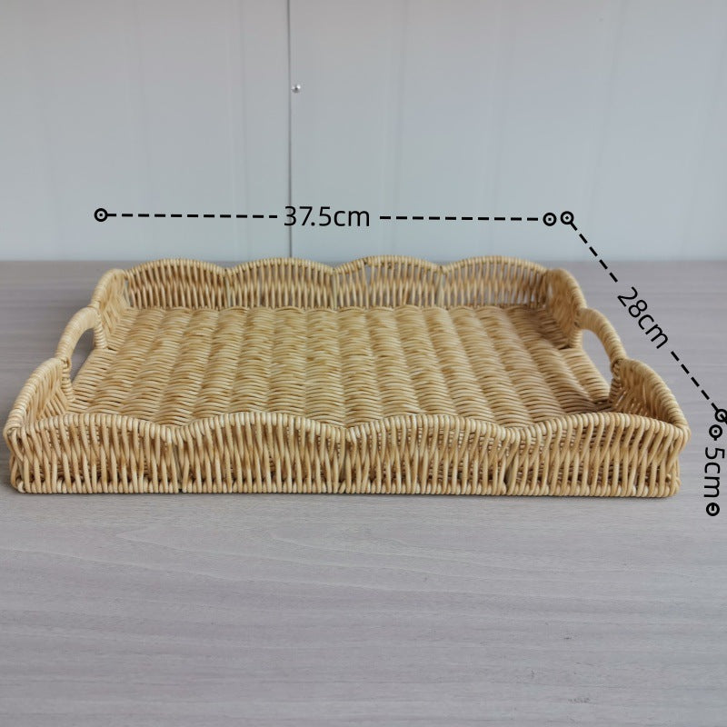 Simple Home Rattan-Style Woven Vegetable And Fruit Basket Desktop Sundries Storage Basket