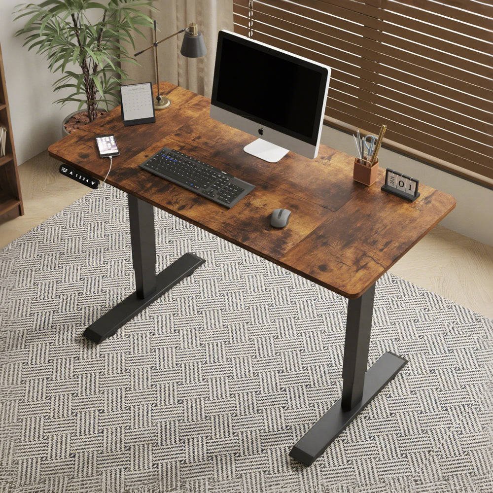 Electric Standing Desk Height Adjustable Desk For Home And Office Computer Table Gaming Desk Modern Luxiury Table 48  Rustic Brown Lift-up Desk