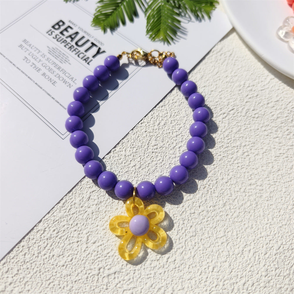 Dopamine Flower Pearl Pet Necklace