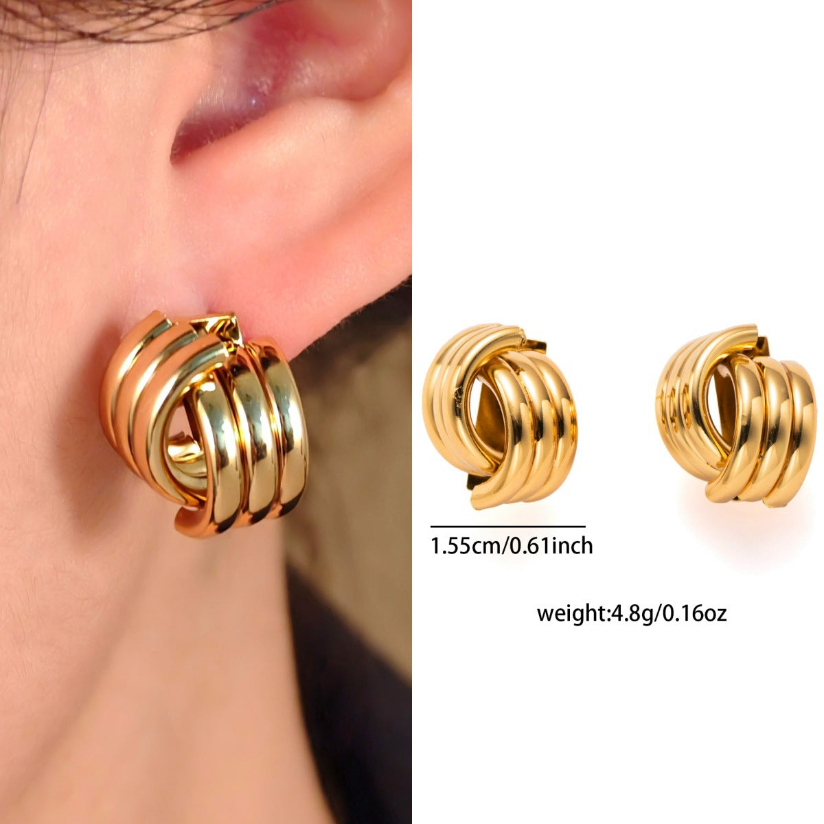 Fade-Proof Gold Stainless Steel Titanium Steel Earrings Luxury Fashion Women Jewelry