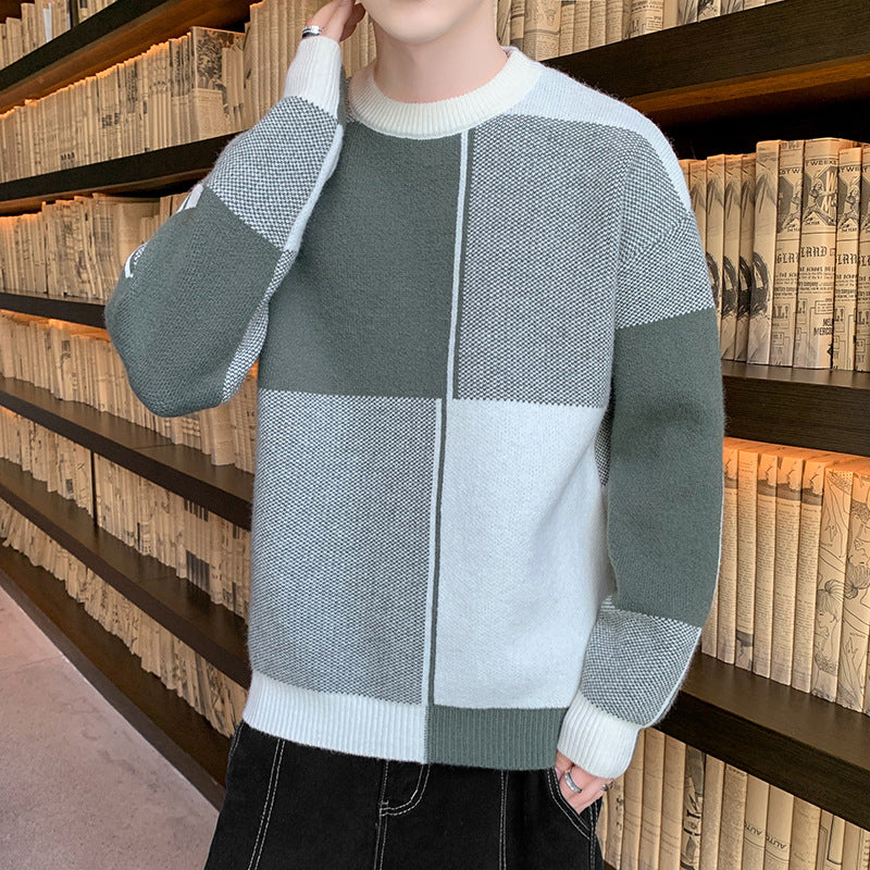Men's Korean-style Trendy Crew-neck Sweater With Long Sleeves