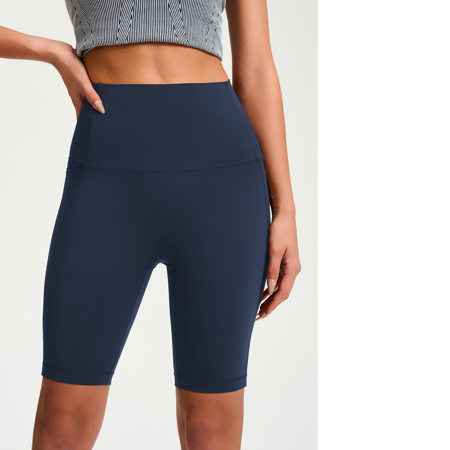 Women's High-Waisted Tight Mid-Length Naked-Feel Yoga Shorts With Butt Lifting, Quick-Dry Fabric For Sports, Fitness And Outdoor Cycling Wear