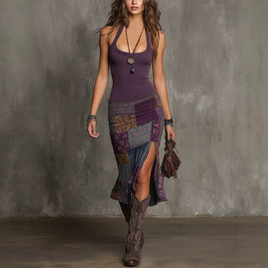 Womens Fashion 3D Digital-print Strap Dress