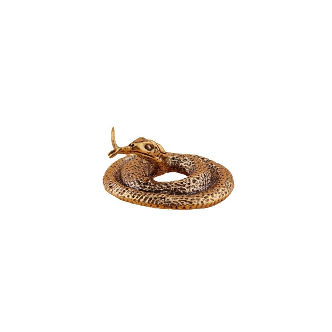 Brass Solid Disc Snake Zodiac Snake Vintage Tea Pet Craft Ornament