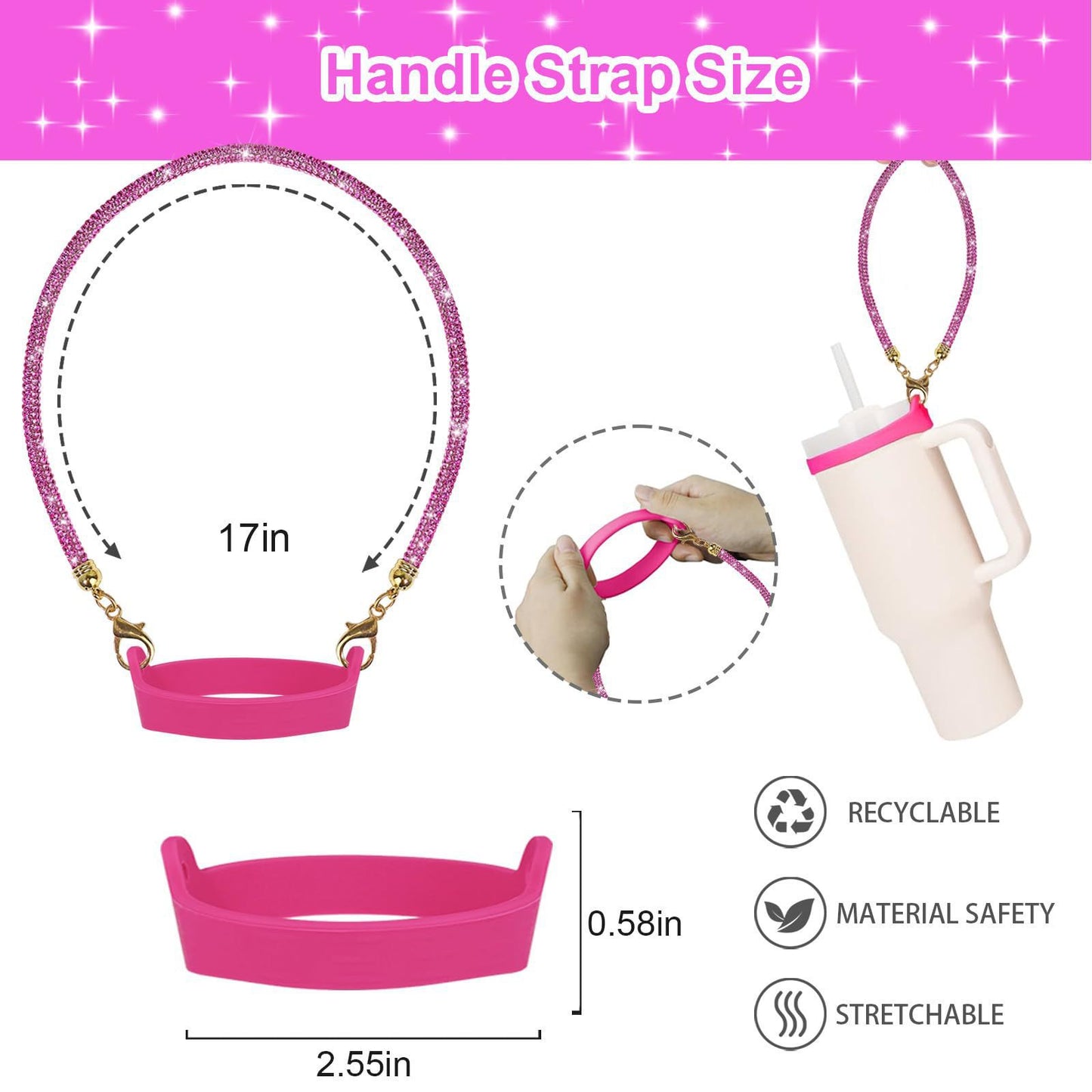 Water Bottle With Accessories Including A 3040-inch Handle And Straw