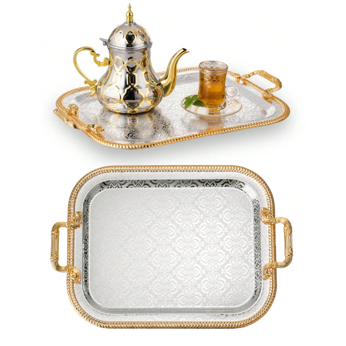 Rectangle Serving Tray With Handles For Gift Serving Tray Rectangle Decorative UK--M