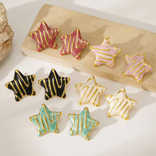 Five-pointed Star Fashion Light-luxury Oil-drop Geometric Stud Earrings