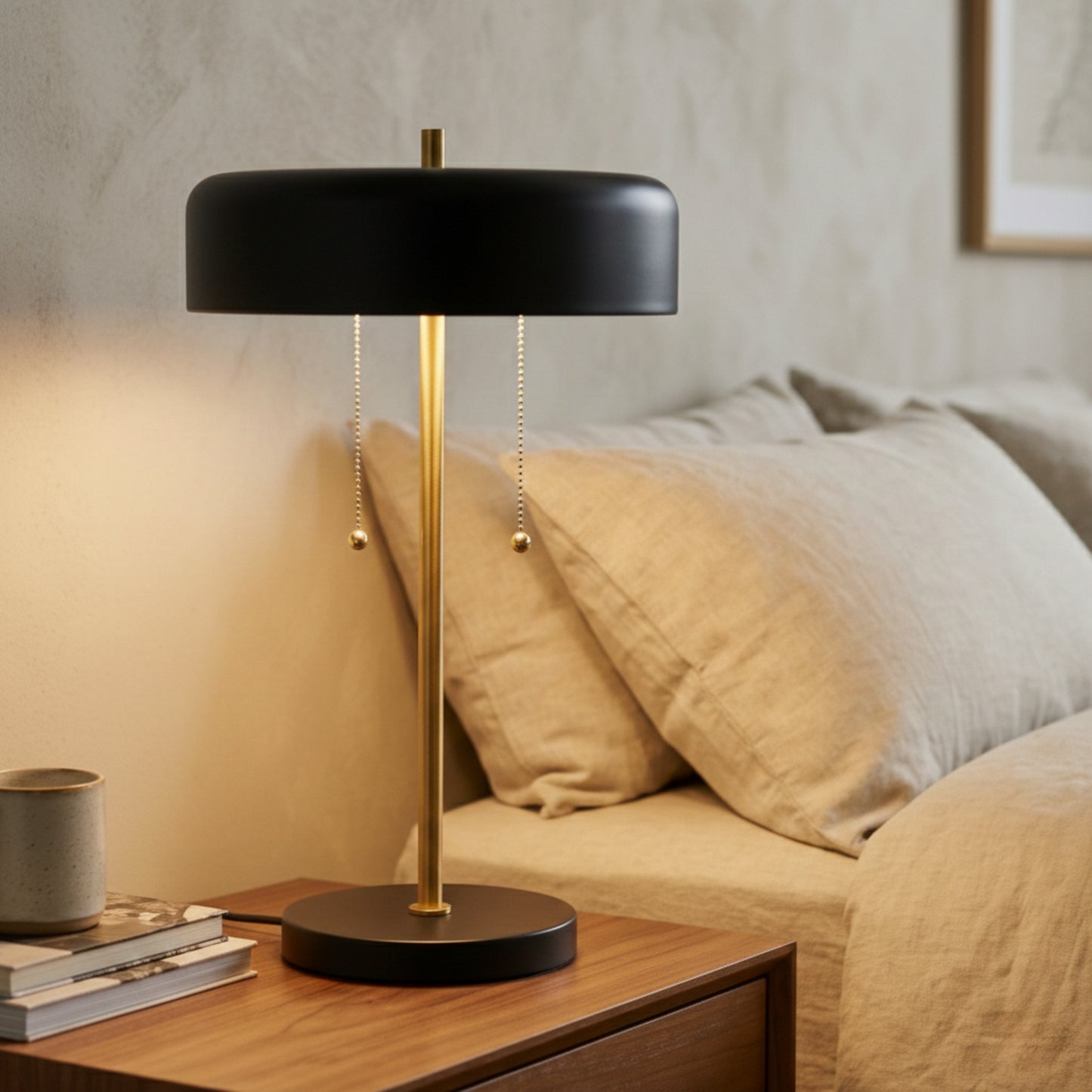 Bedroom Table Lamp Nordic Home Creative Romantic Warm Study Room Desk Bedside Lamp, Obni Table Lamp With Black Outer And White Inner 110-120V