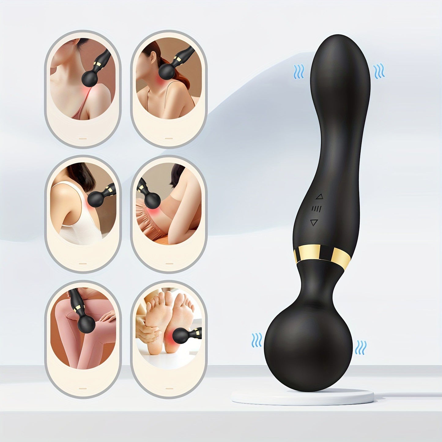 Multi-Speeds-Silicone-Double-Head-Full-Body-Massager-Vibrator-Mute Rechargeable