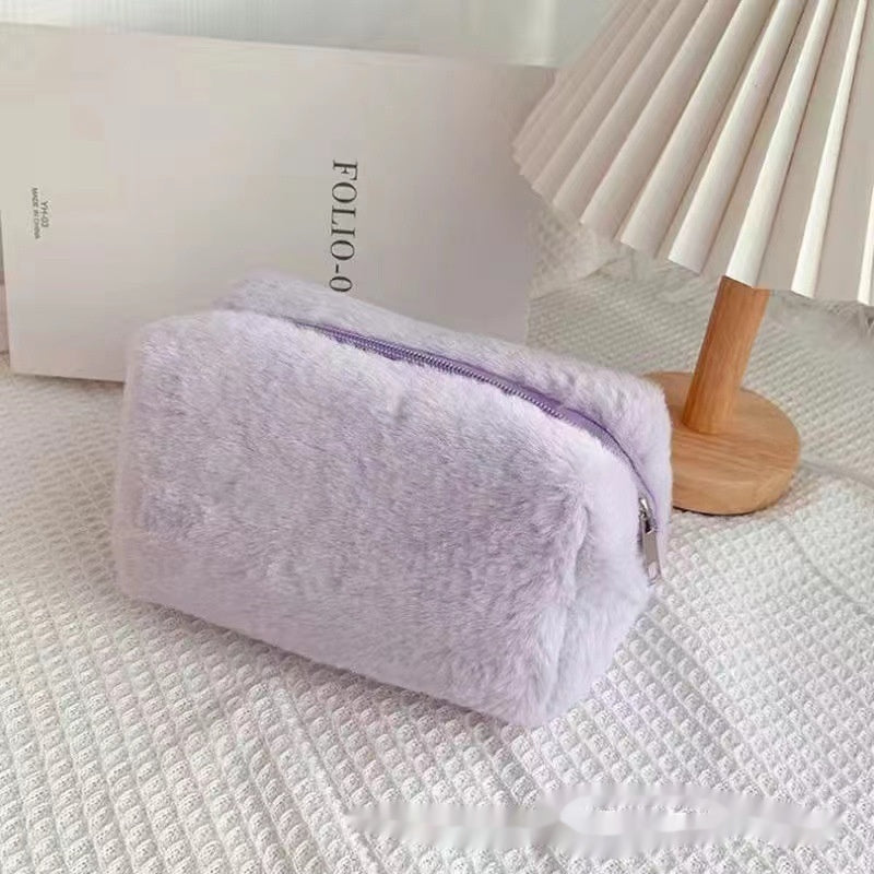 Simple And Stylish Embroidered Plush Makeup Bag