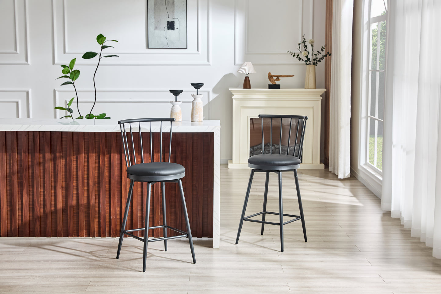 Modern Metal Bar Stool In Windsor Style With Upholstered Seat For Kitchen Islands, Bars, Restaurants Industrial-style Bar Stool At Bar Height Vintage And Minimalism Style