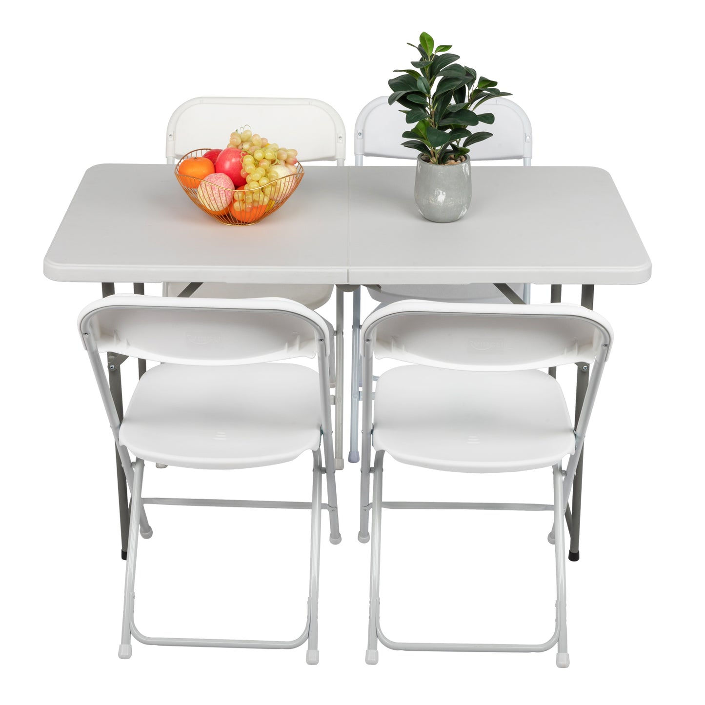 4 FT Folding Camping Table Plastic Picnic Table Office Table For Parties Wedding Camping Office With Carrying Handle