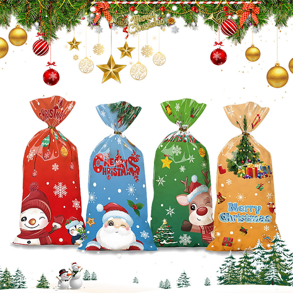50 PCS Christmas Gift Bags With Assorted Christmas Prints For Xmas Gift Bags