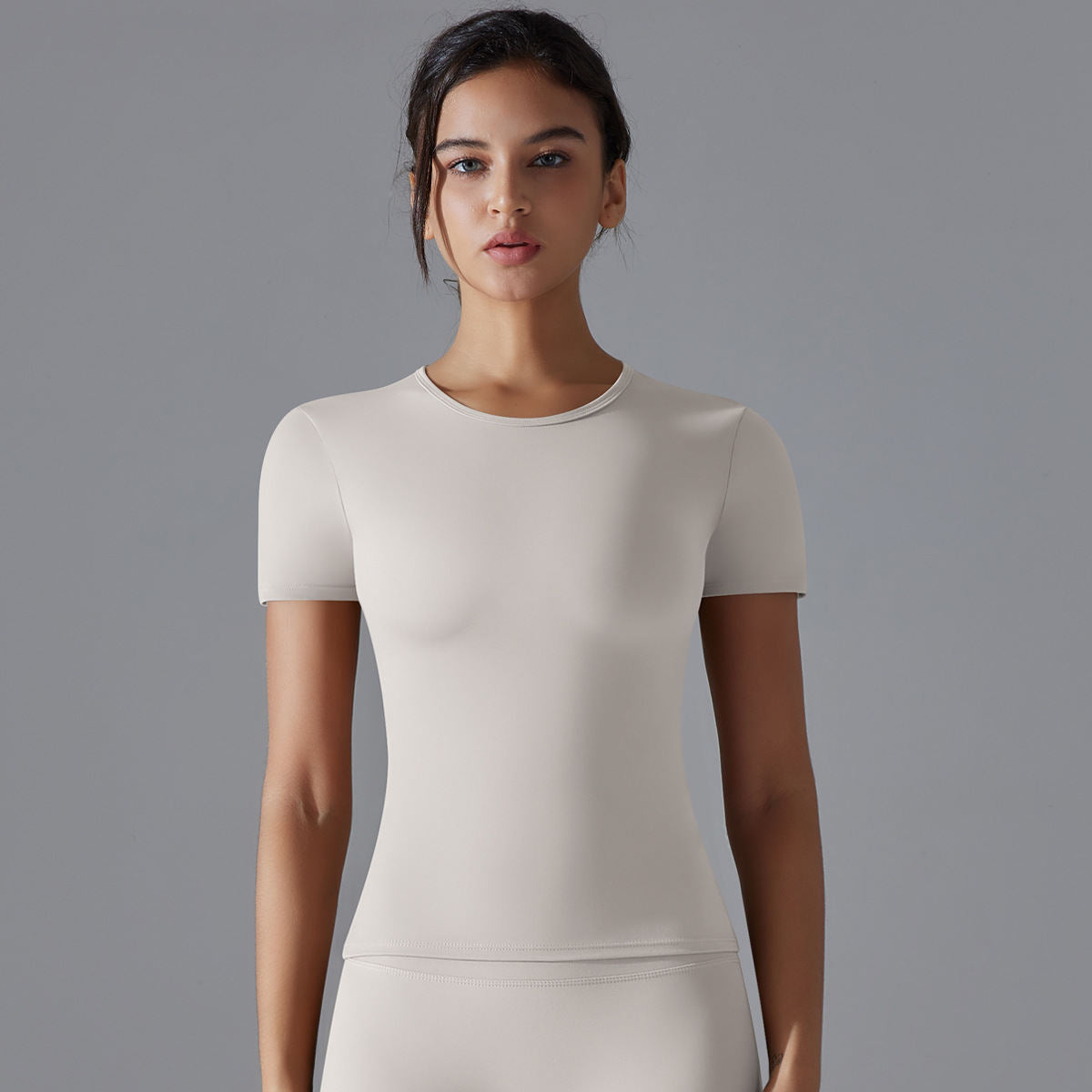 Women's Solid Color Breathable Brushed Yoga Short Sleeve