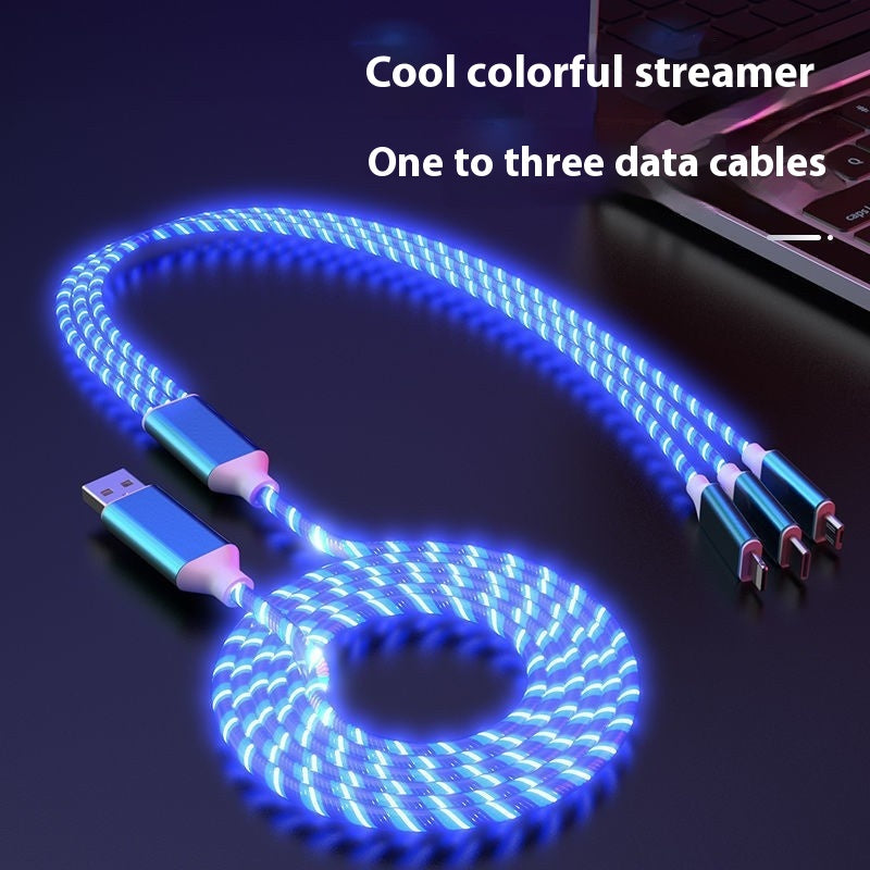 One Drag Three Streamer Data Cable Colorful Multifunctional Car Charging Cable