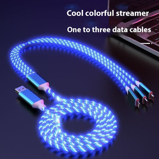 One Drag Three Streamer Data Cable Colorful Multifunctional Car Charging Cable