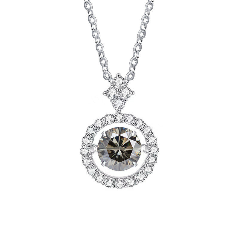 Live Hot S925 Sterling Silver Pulsatile Heart Moissanite Pendant Female Light-chasing Smart Clavicle Chain Moissanite Necklace