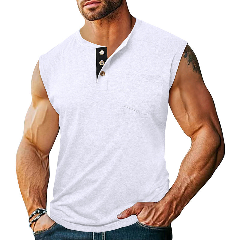 Men's Sleeveless Wide-Shoulder Tank Top Fitness Workout Top