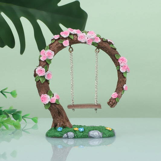 Resin Craft Rose Flower Swing Decoration For Home