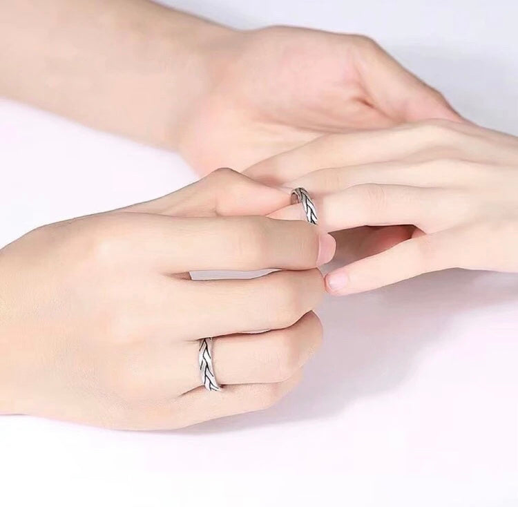 Set Of 2 990 Sterling Silver Vintage Engraved Promise Rings, Elegant Sentimental Style, Ideal For Anniversaries & Wedding Gifts