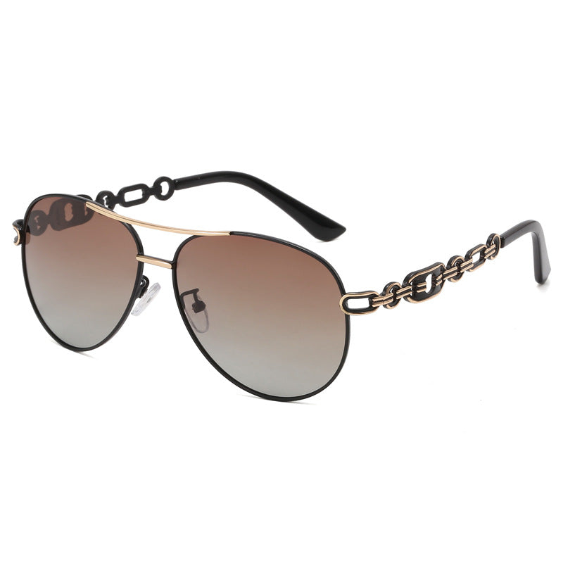 New Polarized Two-tone Plated Fashionable Hollow Out UV Protective Sunglasses