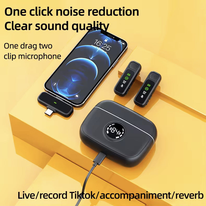 K30 Dual-Port Wireless Lavalier Microphone With Digital Display Supports Two Devices Simultaneously