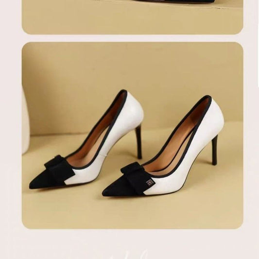 New French Style Bow High Heels, Elegant Women Stiletto Pointed Toe Pumps, Fast Shipping Within Days