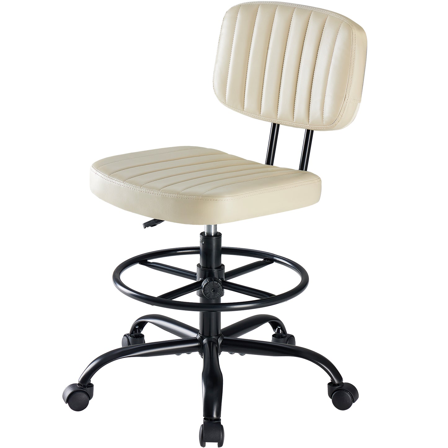 A Small Office Chair With A Low Back Support, A Height-adjustable Work Chair, And Equipped With 360-degree Rotating Wheels
