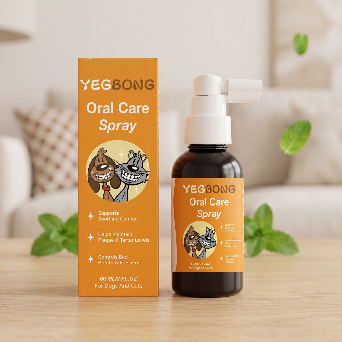 Yegbong Pet Oral Care Spray Gentle Care And Cleaning For Your Pet's Mouth, Convenient For Daily Cleaning