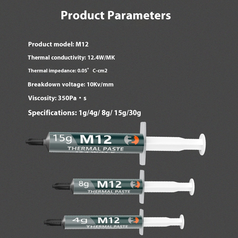 M12 Thermally Conductive Silicone Grease Desktop Computer CPU GPU Cooling Paste