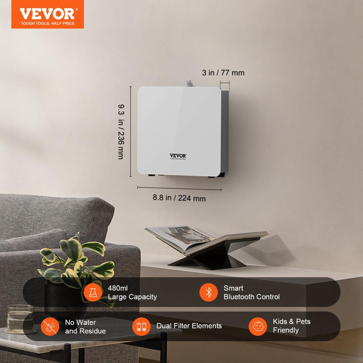 Duft Luft Maschine, 480ml Bluetooth Smart Ätherisches Öl Diffusor, 2500sq.ft Wasserlos Duft Diffusor Mit Kaltluft-Technologie, Aromatherapie Diffusor Maschine Für Haus, Büro, Hotel, Spa