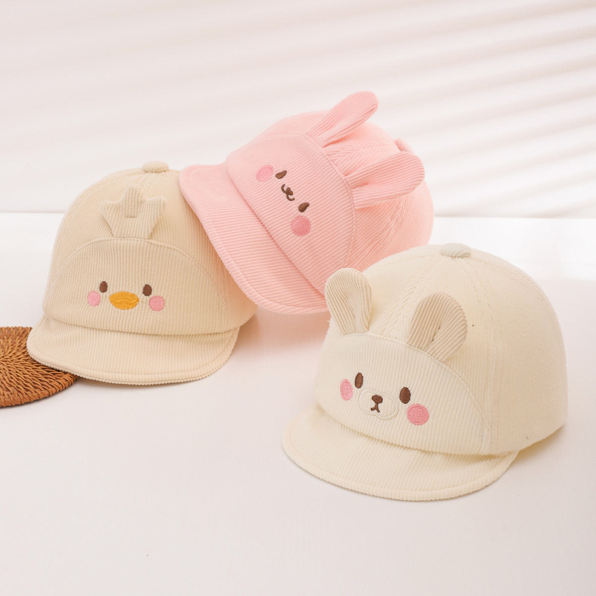 New Style Baby Cotton Flannel Soft-brimmed Baseball Cap With Cartoon Cute Pet Embroidery For Spring, Autumn And Baby Sun Protection.