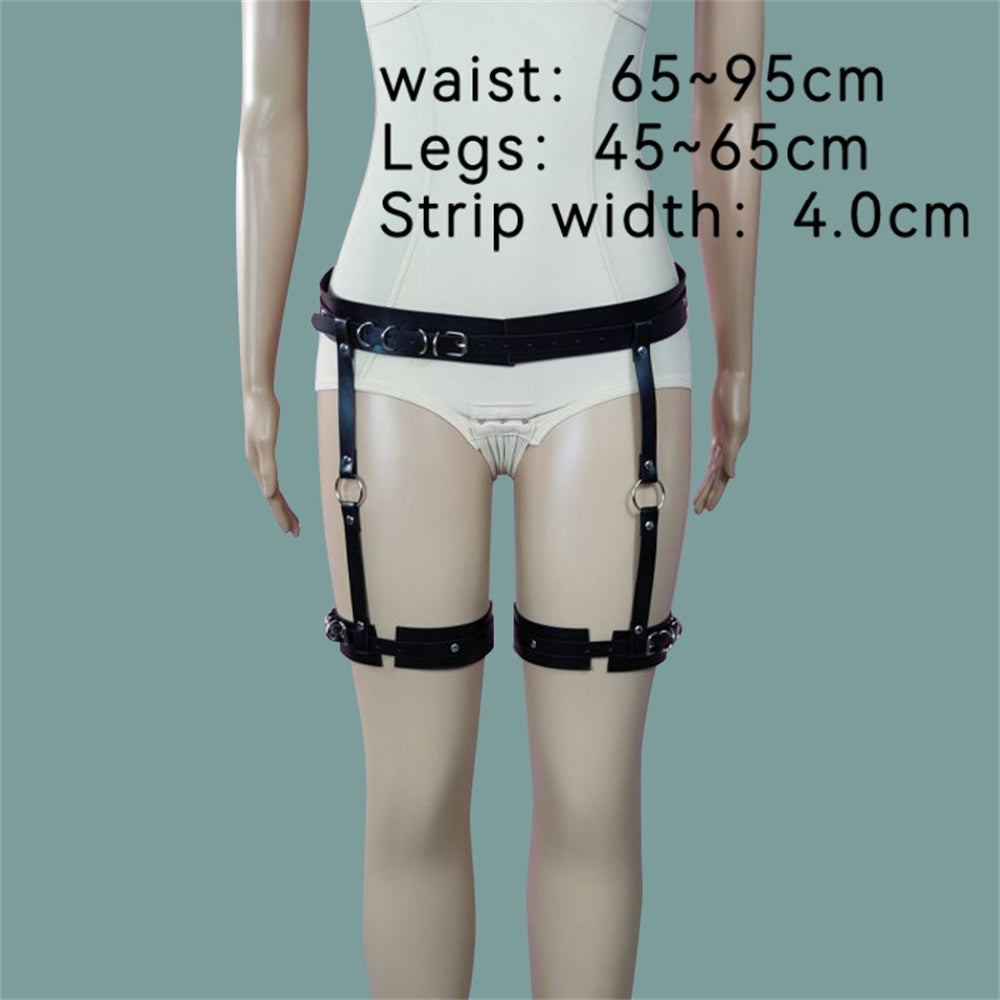 Asooll Punk Leather Thigh Body Harness Chain Leg Garter Belts Belly Chain Waist Rave Party Nightclub Body Accessories For Women