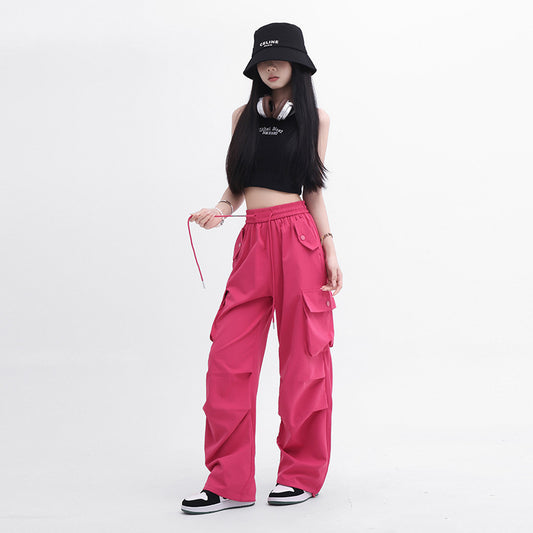 Korean Style Niche Drapey Cargo Pants For Women