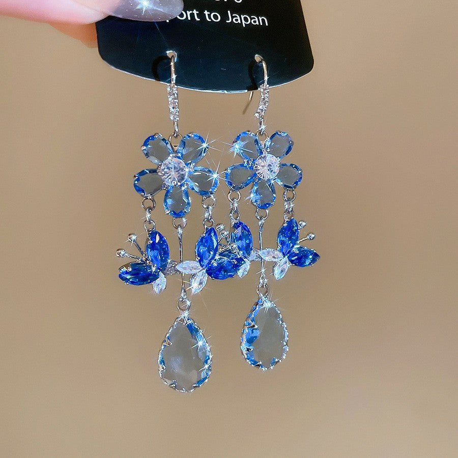 European American Style Tassel Earrings Women Silver Needle Diamond Fringe Fashion Jewelry