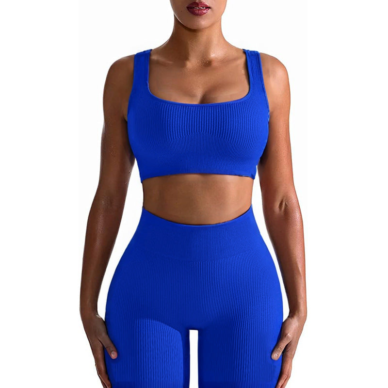Seamless Yoga Training Threaded High-Elastic Fabric Outdoor Running Fitness Set For Women