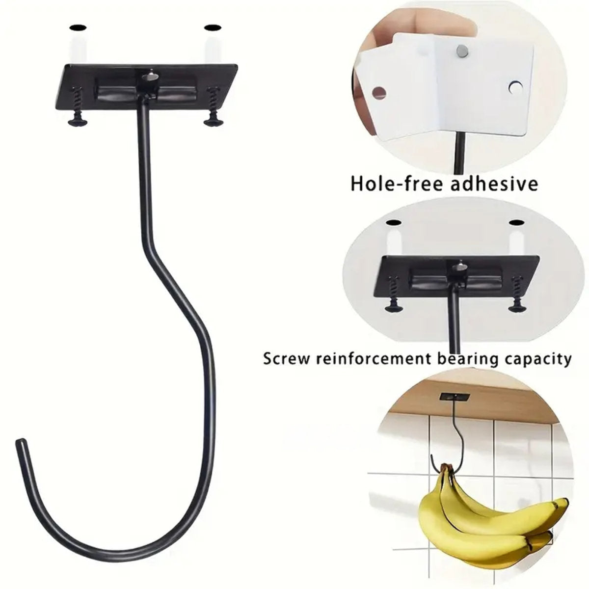Self-adhesive Banana Hooks For Under-cabinet Use