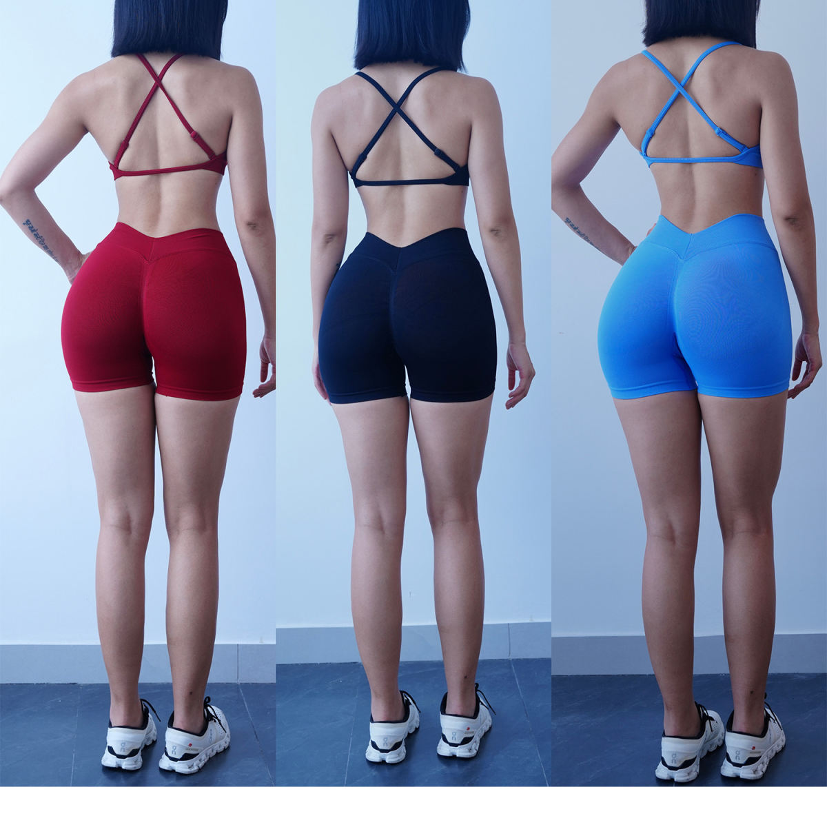 Tight-fitting Seamless Bra And Shorts Yoga Set