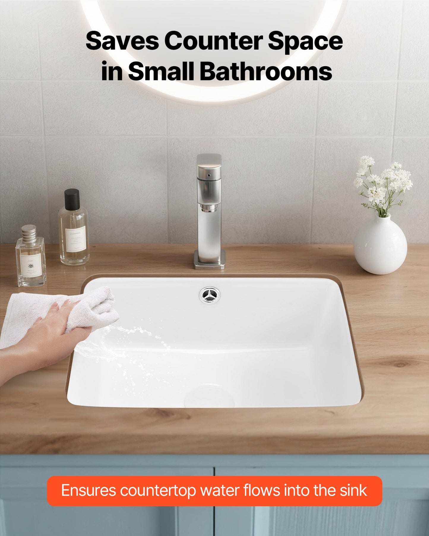 Undermount Bathroom Sink, 15.75 X 12.01 Inch Rectangular White Ceramic Vessel Sink With Overflow Hole, Under Counter Drop In Modern Lavatory Vanity Bath Wash Bowl Basin, Rectangle Small Space