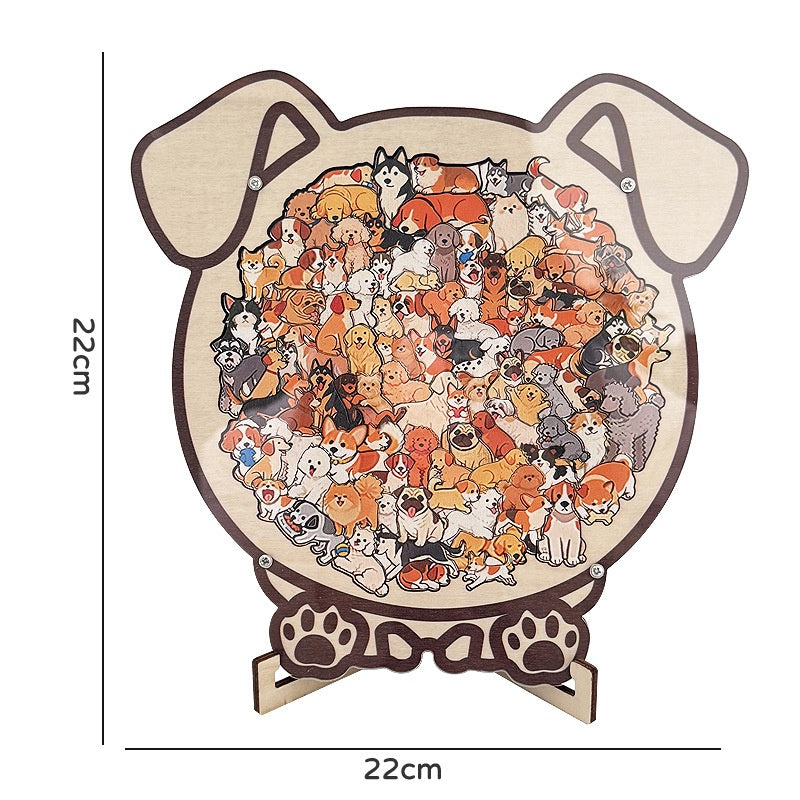 Wooden Puzzle Cute Cat Shape Challenging Irregular Pieces With Frame  3D Cat Design Wooden Jigsaw Puzzles Home Decoration Ornament Birthday Gift For Kids
