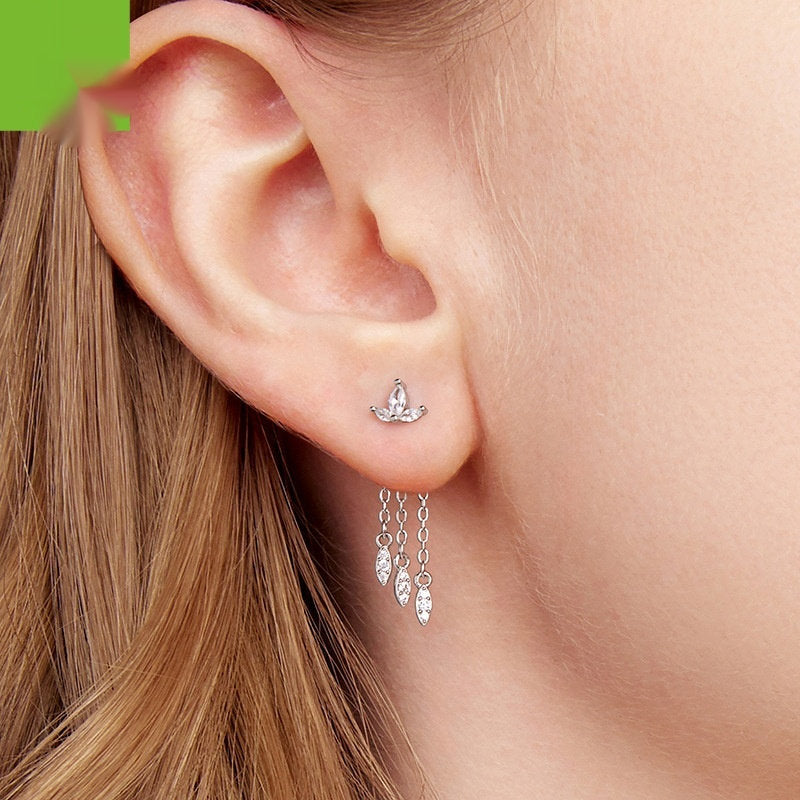 Small Flower Tassel Front And Rear Structure Ear Studs Light Luxury Smart