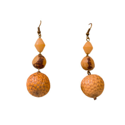 Retro Ethnic Style Resin Fruit Core Tassel Earrings Fashion Design Sense Niche Accessories
