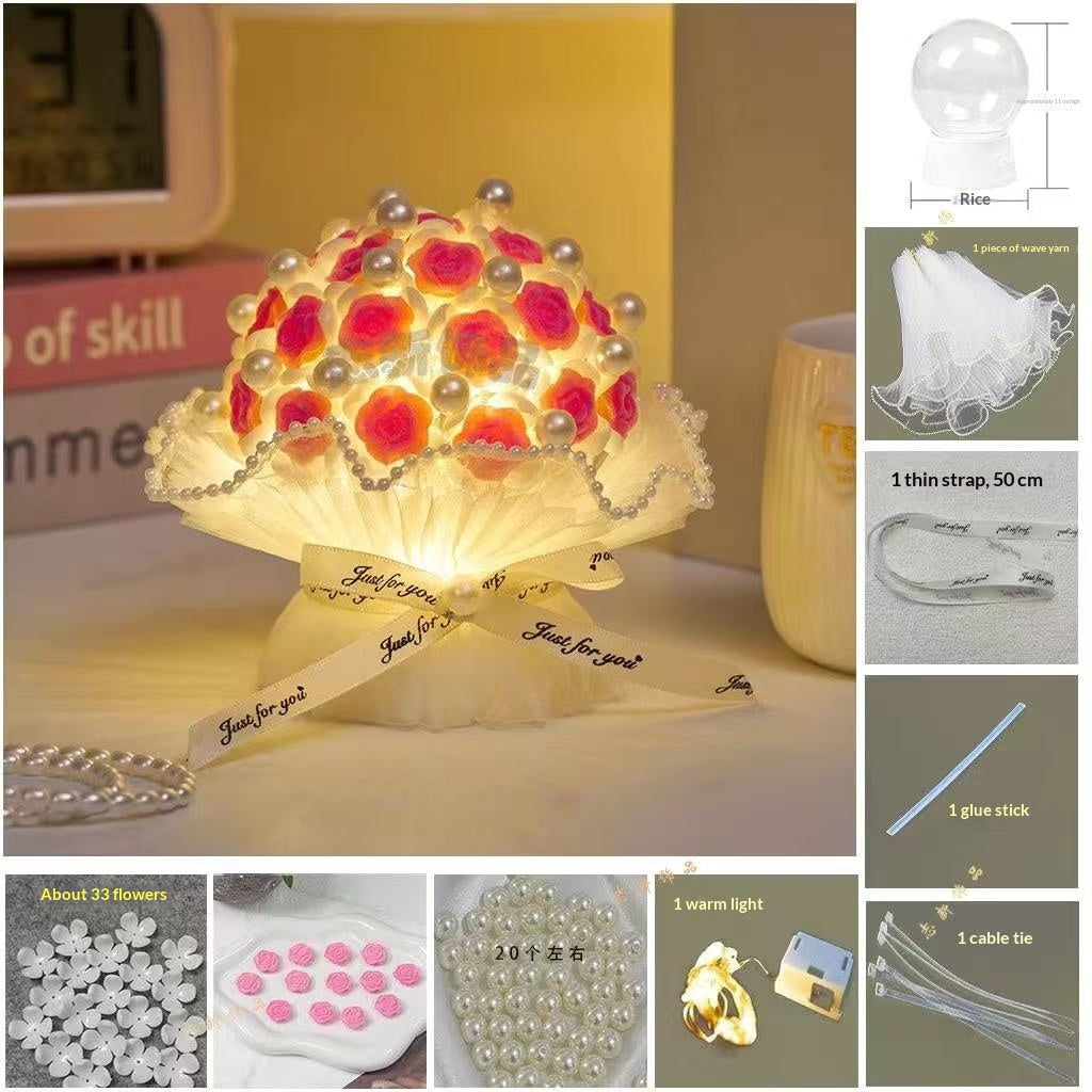 Handwoven DIY Rose Night Light Bouquet Gift