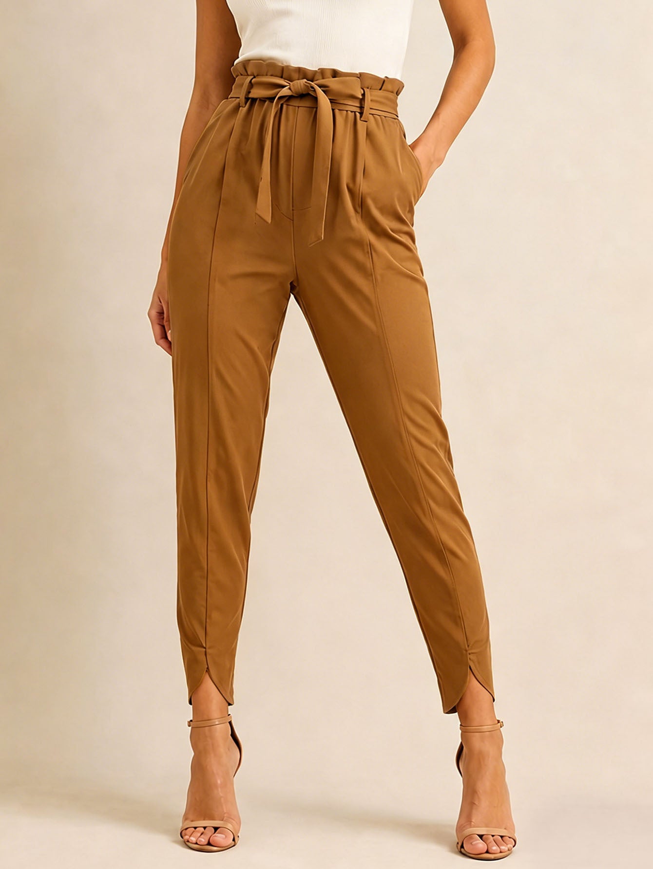 New Fashion High Waist Solid Color Versatile Elegant Casual Women's Pants