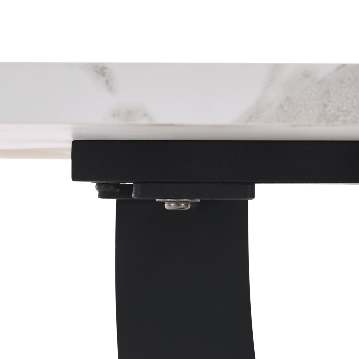 140 X 75.5cm Dining Table,  1-pcs , Modern Kitchen Table, Metal Frame Rectangular Dining Table Modern Marble Pattern Kitchen Table With Adjustable Feet For Dining Room Living Room, White Black