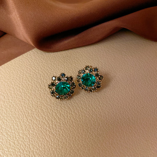 Retro Fashion Green Butterfly Earrings Women S925 Silver Post Pearl Rhinestone Premium