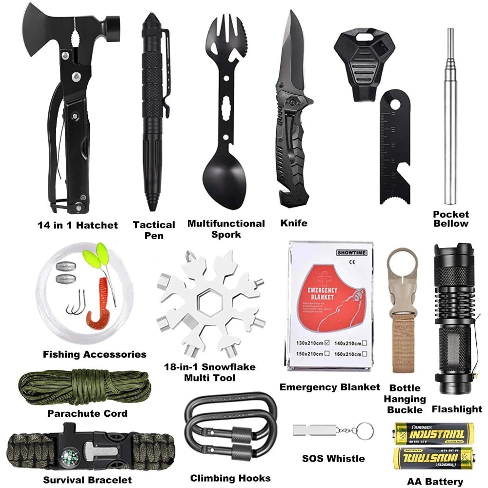 Support pan European shipping--Emergency Survival Kit 30 In 1 Professional Survival Gear Equipment First Aid Supplies For SOS Tactical Hiking Hunting Camping