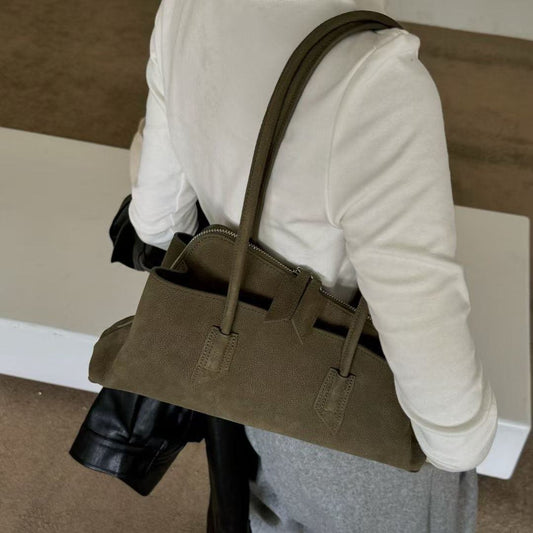 New Winter Korean-style Niche First-layer Cowhide Leather Casual Commuter Bag For Women