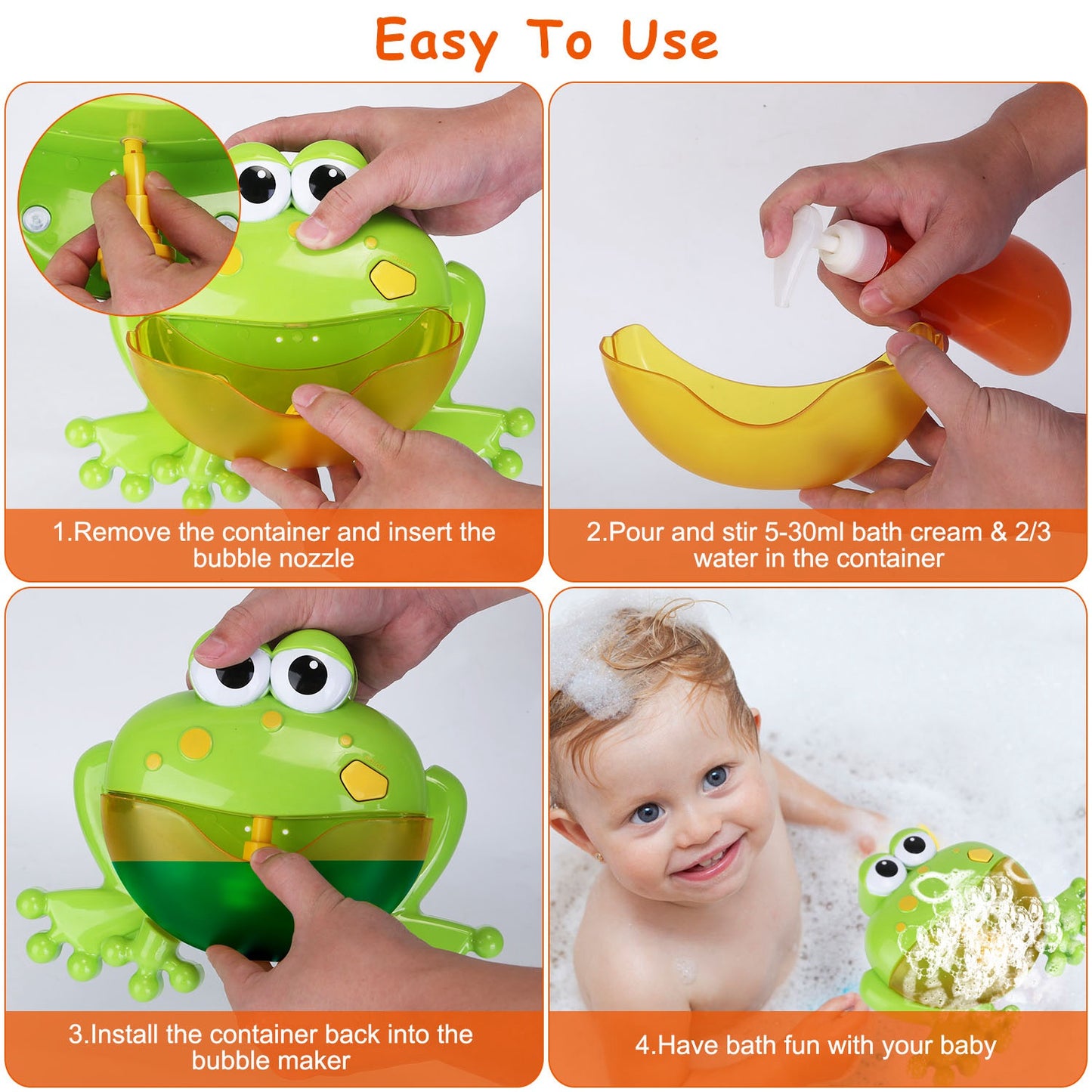 1Pc Frog Musical Bubble Bath Maker Baby Bath Toys For Bathtubs Toddler Bubble Machine For Bath